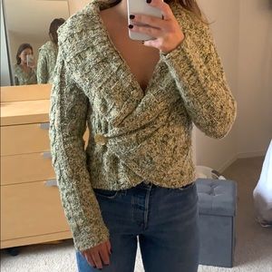 Free People Green Wrap Cardigan